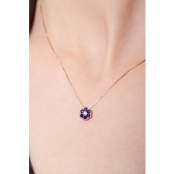 Little flower pendant in 18k rose gold with diamonds and sapphires 2