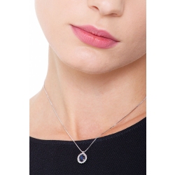 Necklace with pendant, oval sapphire and diamonds 2