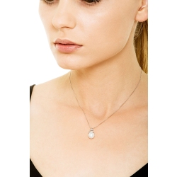 Necklace in 18k white gold with one pearl and diamonds on a spiral pendant  2