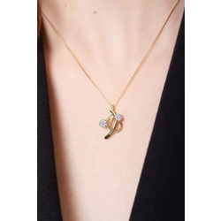 18k yellow gold pendant with 2 wires and diamonds 2