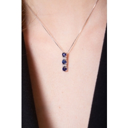 Trilogy necklace in white gold 18k with blue sapphires and diamonds 2