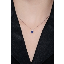 Collier or blanc 18k cœur saphir bleu et diamant 2