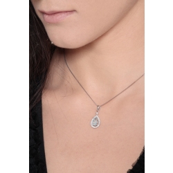 Necklace with pendant, pear shaped aquamarine and diamonds 2