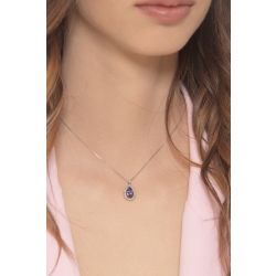 Necklace in white gold 18k with pendant with tanzanite pear cut and diamonds  2