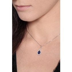 Saphir Diamanten Tropfen Anhänger Weissgold 2