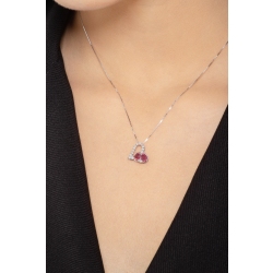 White gold 18k pendant with two rubies and diamonds  2