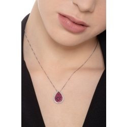 White gold 18k pendant drop shaped with rubies and diamonds  2