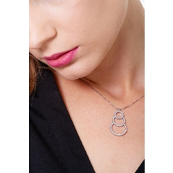 18k white gold triple circle pendant with diamonds 2