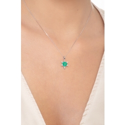 Heart shaped emerald and diamond pendant  2