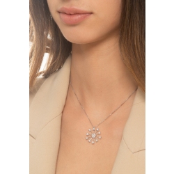 Necklace in white gold 18k with firework pendant and diamonds, diameter of about 21 mm 2