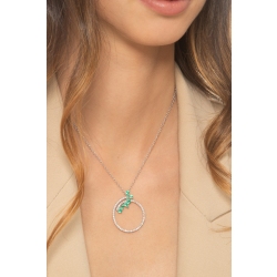 18k white gold necklace with diamonds and emeralds 2