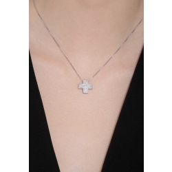 Cross pendant with diamond pavè in 18k white gold 2
