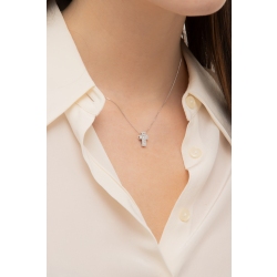 Collier en or blanc 18k avec pendentif croix en diamants 12x8 mm. 2