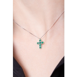 Cross pendant with 6 emeralds 2