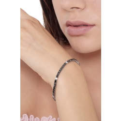 Pulsera Tennis hilo en oro blanco 18k engastada con diamantes negros y diamantes 2