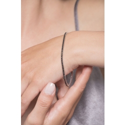 Tennis bracelet in white gold 18k with burnished tips and black diamonds  2