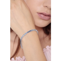 Bracciale Tennis in oro bianco 18k con Zaffiri blu sfumati taglio princess. 2