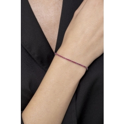Tennis bracelet in white gold 18k with rubies brilliant cut 2