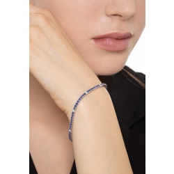 Bracciale Tennis in oro Bianco 18k con zaffiri blu intervallati da diamanti 2