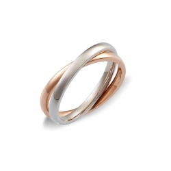 White and rose gold 18k Insieme criss cross wedding ring
