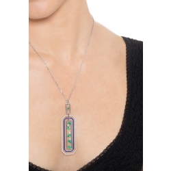 18k white gold necklace with fancy pendant with emeralds and diamonds 2