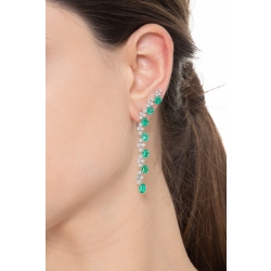 White gold 18k drop earrings with diamonds and emeralds  2