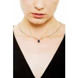 Semirigid necklace with big central blue sapphire and diamonds 2