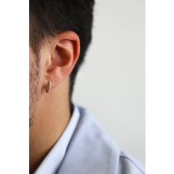 Single hoop earring with diamonds in 18kt white gold 2