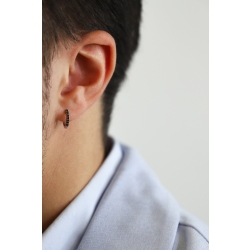 Pendiente mono aro en oro blanco 18k con diamantes negros 2