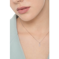 Necklace with E letter in white gold and diamonds 2