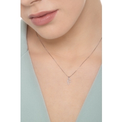 Collier lettre F en or blanc 18k avec pendentif 2