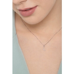 Collana lettera L in oro bianco 18k con diamanti, cm 0,80 2