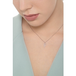 Collier en or blanc 18k avec lettre F, 1 cm 2