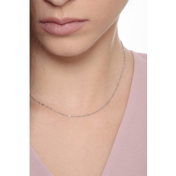 Collier or blanc 18k avec inserts diamantés 40 cm 2