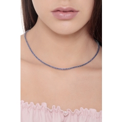 Collana tennis filo in oro bianco 18k con Zaffiri blu 2