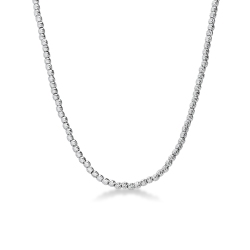 Diamond cut spheres necklace in 18k white gold, 45 cm