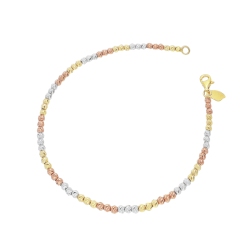 Pulsera con bolas diamantadas en oros 18k