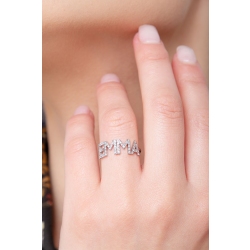 Bague personnalisée prénom EMMA en or blanc et diamants 2