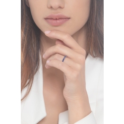 Anillo alianza oro blanco 18k con zafiros azules 2