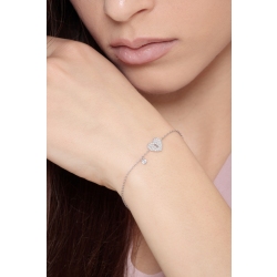 Pulsera oro blanco 18k corazón candado en pavé de diamantes 2