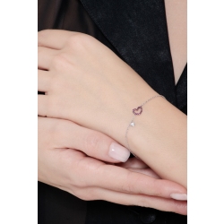 Bracelet en or blanc 18k avec pendentif en forme cœur rubis 2