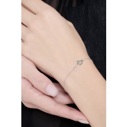 18k white gold bracelet with heart charm with emeralds 2