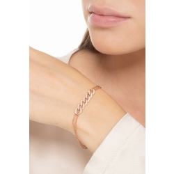 18k rose gold bracelet with groumette section with diamonds 2