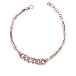 18k rose gold bracelet with groumette section with diamonds