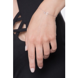 Pulsera con letra E en oro blanco y diamantes 2