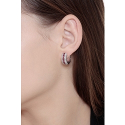 Boucles d’oreilles créoles en or blanc 18k avec rubis et diamants 2