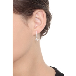Single earring with pendant letter M with diamonds 2