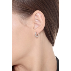Boucles d'oreilles créoles en or blanc 18k serties de diamants ct. 0,56 2