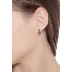 White gold 18k hoop earrings with black diamonds 2