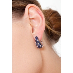 Pendientes aro en oro blanco 18k con diamantes y zafiros azules 2